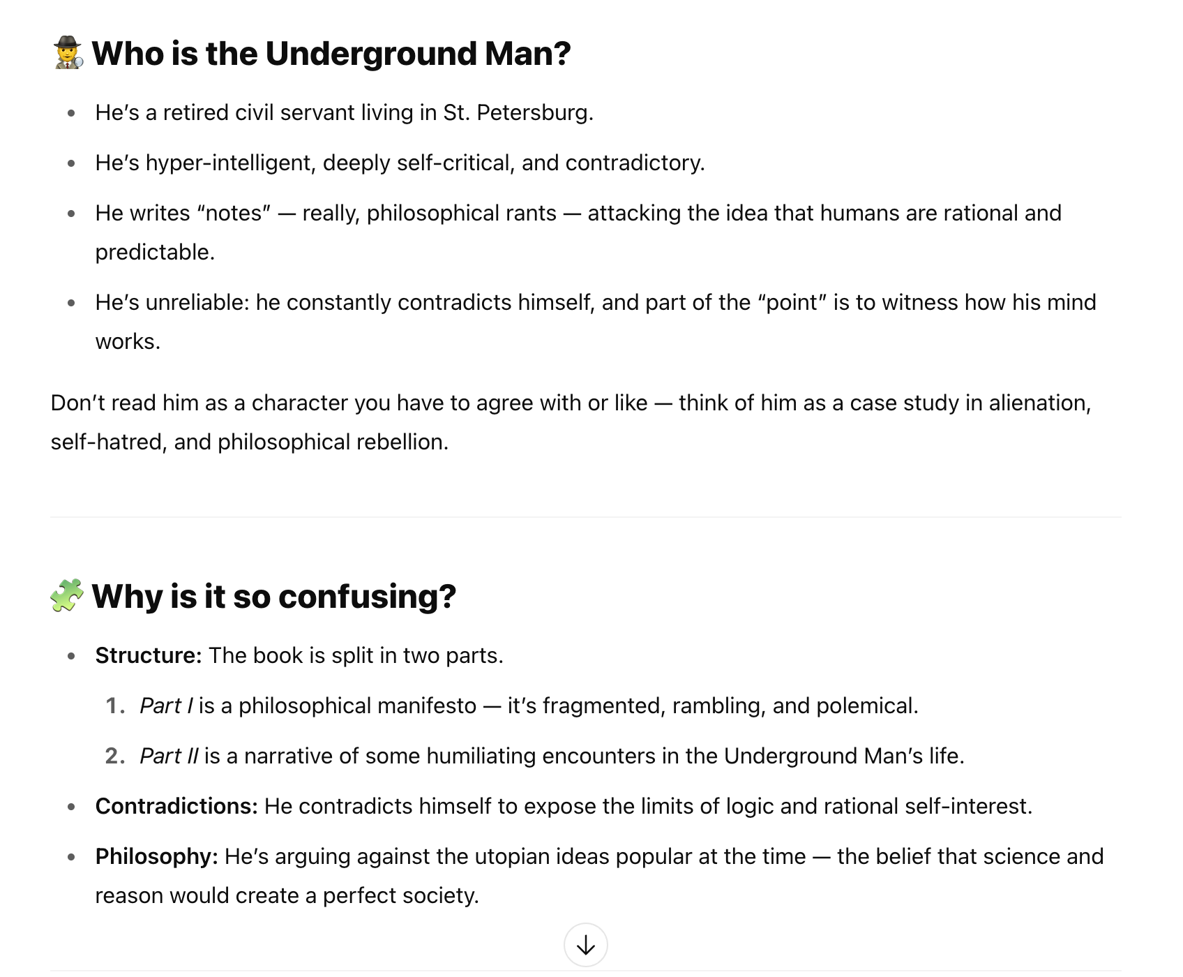 Background context for Notes from Underground, generated on demand