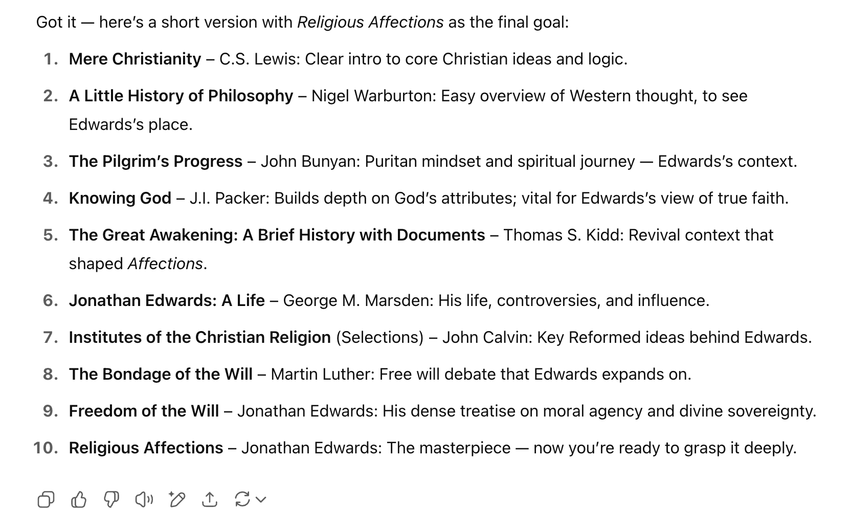 A gradual, AI-generated reading list building up to Jonathan Edwards